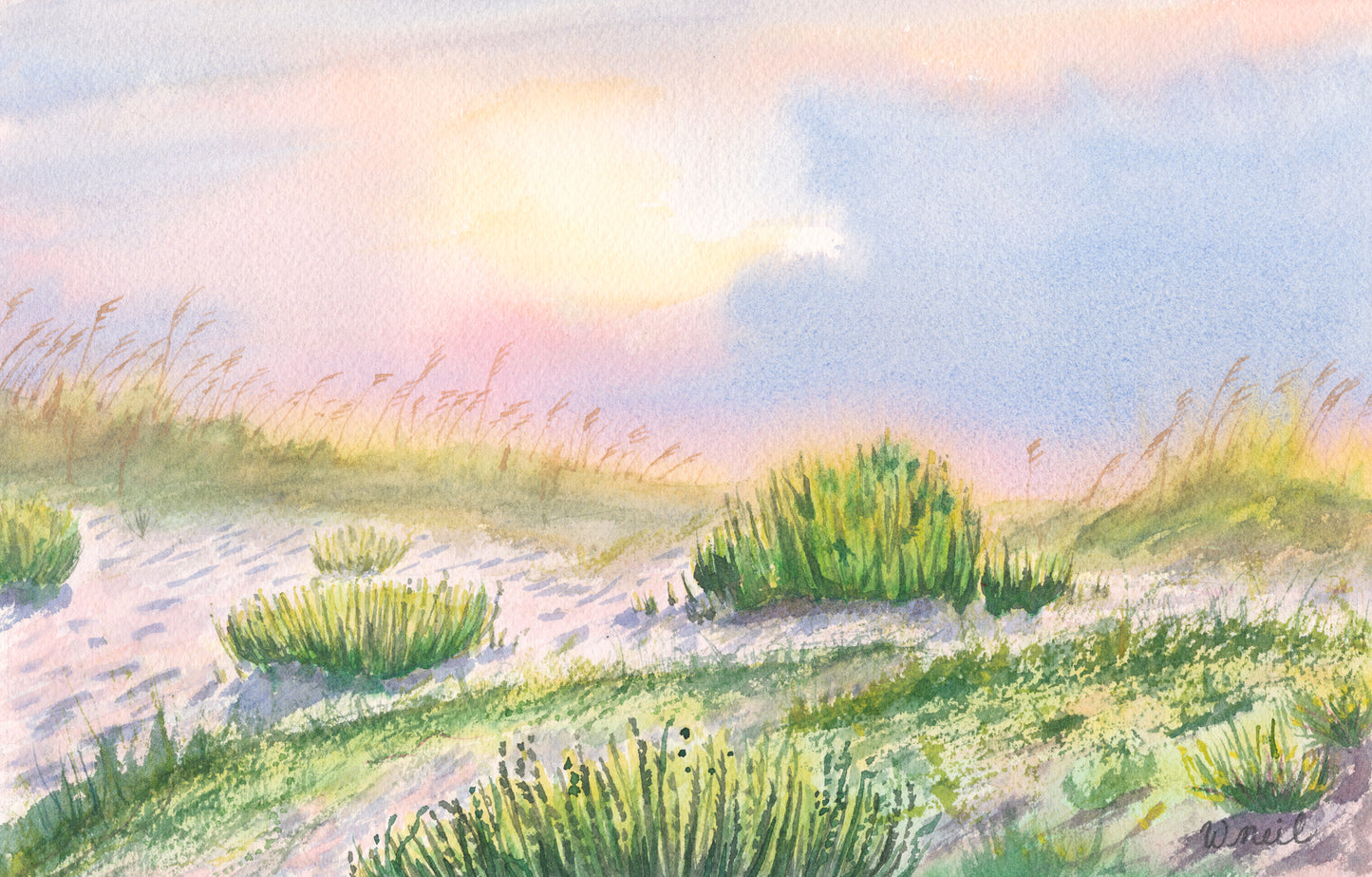 Pastel Dunes No. 2 - Wood Mounted Print